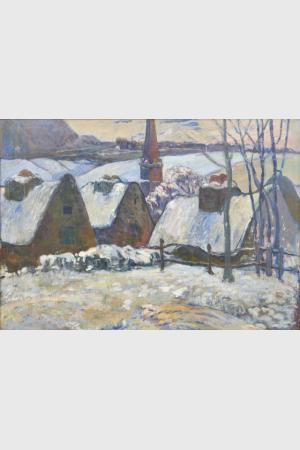 Village breton sous la neige